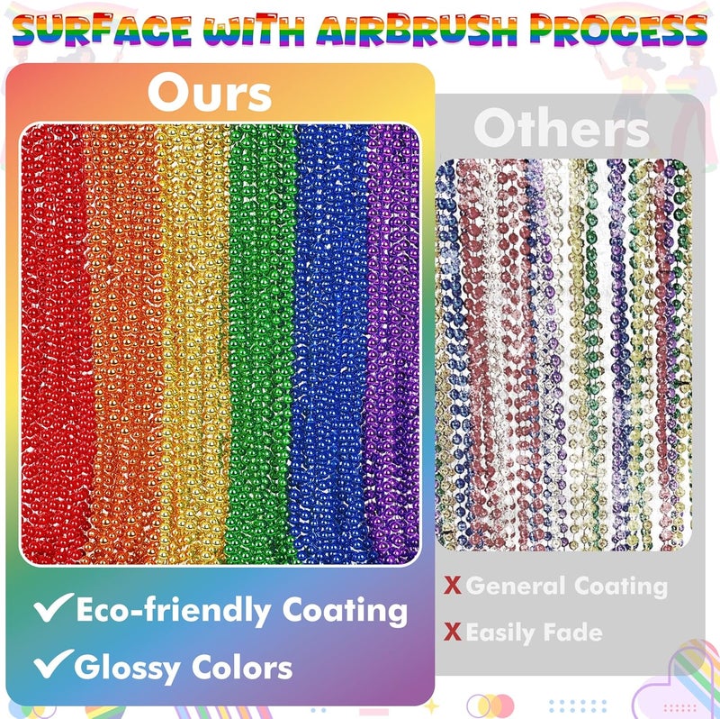VLUV 36Pcs Beaded Necklace, Mardi Gras Beads Necklaces Accessories, 33 Inch Bead Costume for Women Man, Festival Parade Throw Supplies - Image 3